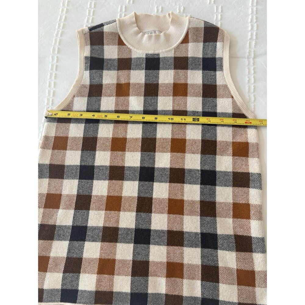 LOFT Petite Plaid Sweater Vest Retro 70s Style Lightweight Cotton Knit - Picture 5 of 7